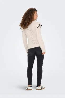 Discount Only Onlisolde Ls Frill O-Neck Knt 4781329 Birch Black