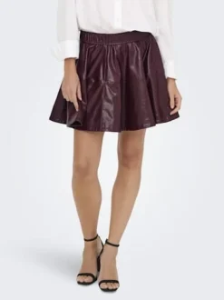 Outlet Only Onljacky Faux Leathe Skater Skirt 4834164 Mauve Wine