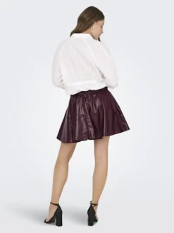 Outlet Only Onljacky Faux Leathe Skater Skirt 4834164 Mauve Wine