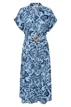 Only Onljakiri Linen Ss Midi Shirt Dress 4868064 Cerulean Noos Graphic Garden
