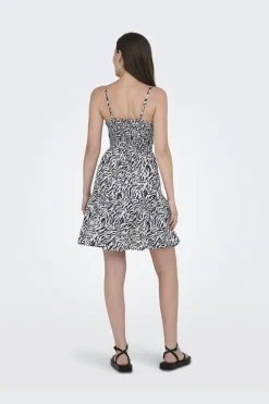 New Only Onljennie S/L Knot Short Dress Ox 4948115 Black Zebra