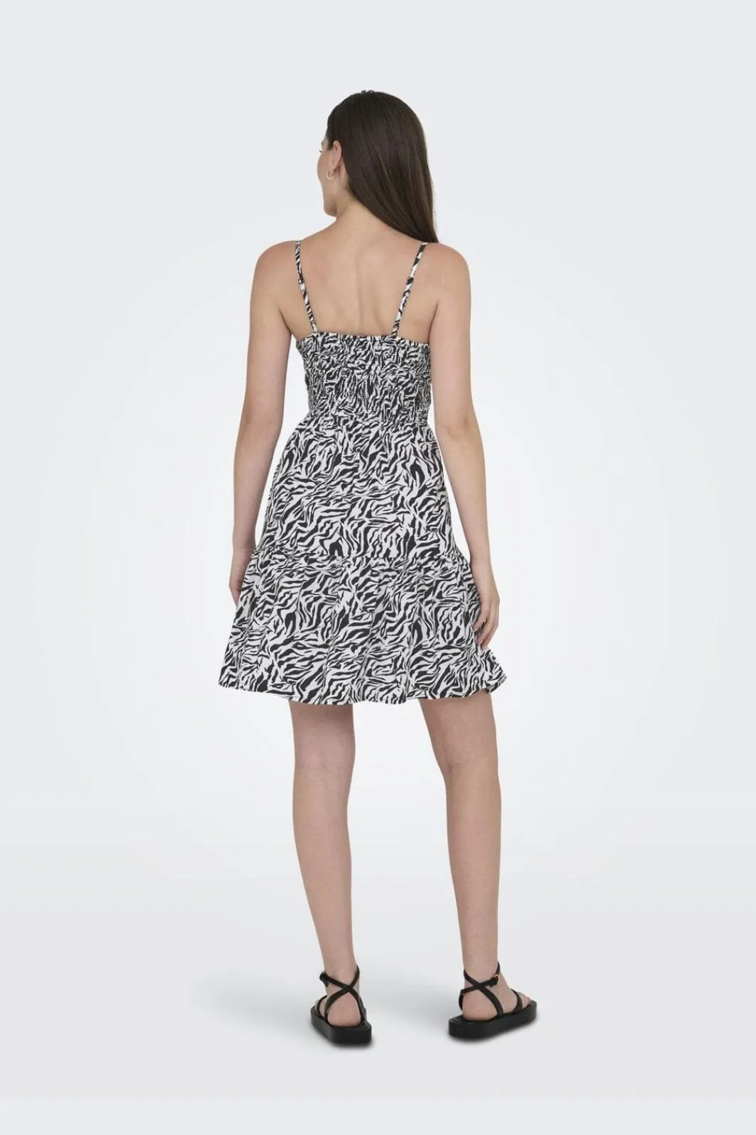 New Only Onljennie S/L Knot Short Dress Ox 4948115 Black Zebra