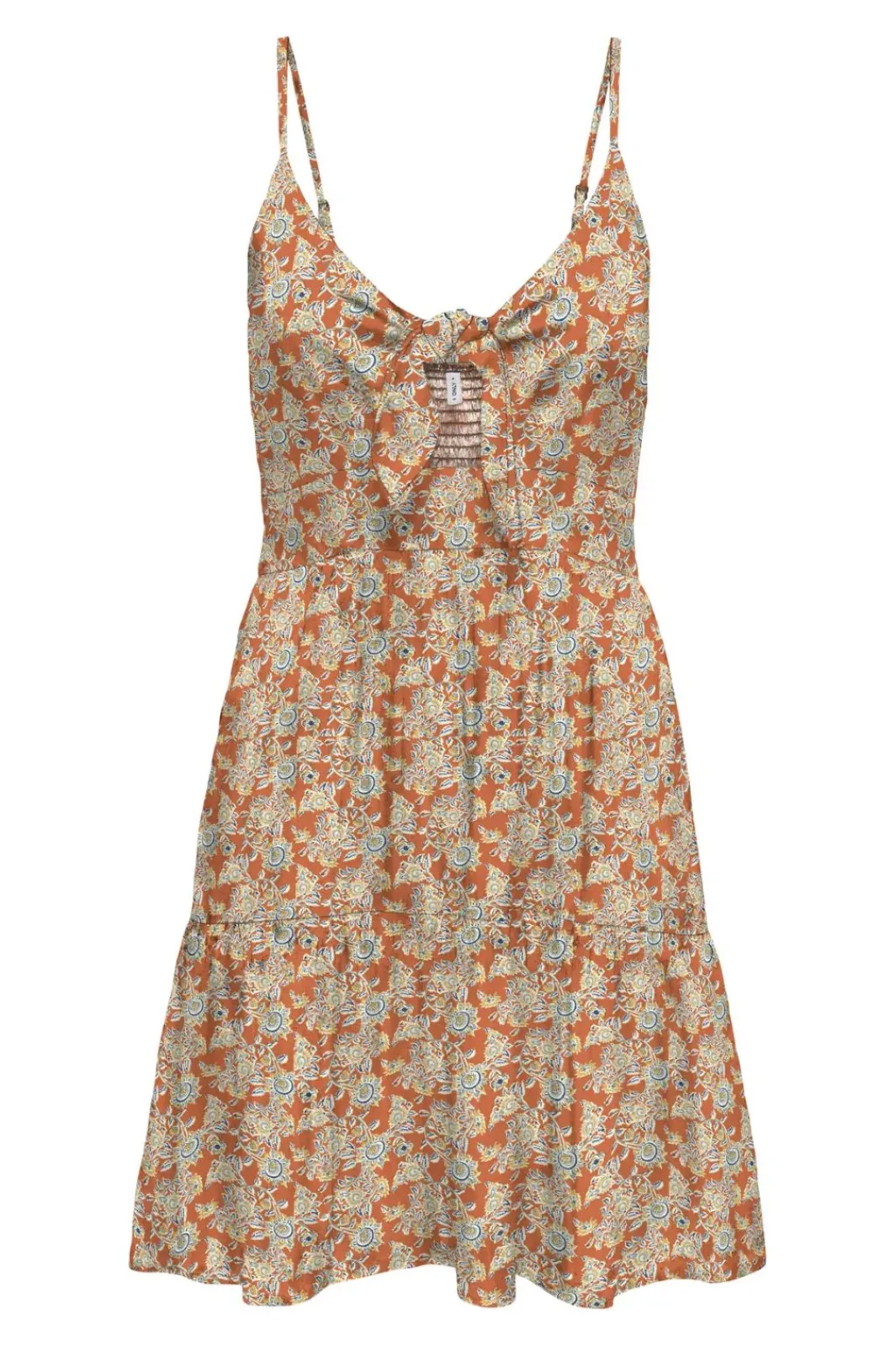 Best Only Onljennie S/L Knot Short Dress Ox 4948116 Apricot Orange Flowers