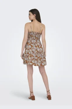Best Only Onljennie S/L Knot Short Dress Ox 4948116 Apricot Orange Flowers