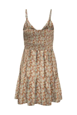 Best Only Onljennie S/L Knot Short Dress Ox 4948116 Apricot Orange Flowers