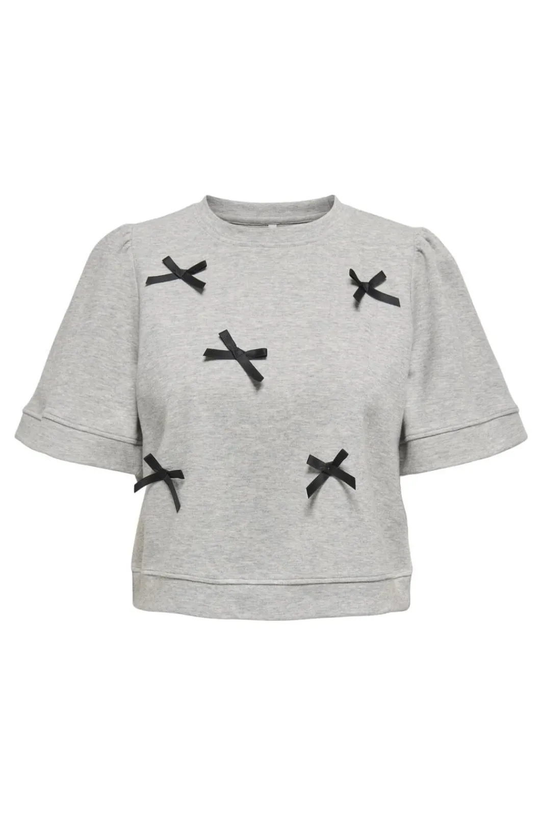 Outlet Only Onljenny S/S O-Neck Bow Box Ub Swt 4800799 Light Grey Melange Small Black Bows