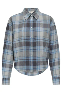 New Only Onljilda Ls Check Shirt 4866511 Light Grey Melange W. Quiet Harbor + Odyssey Grey