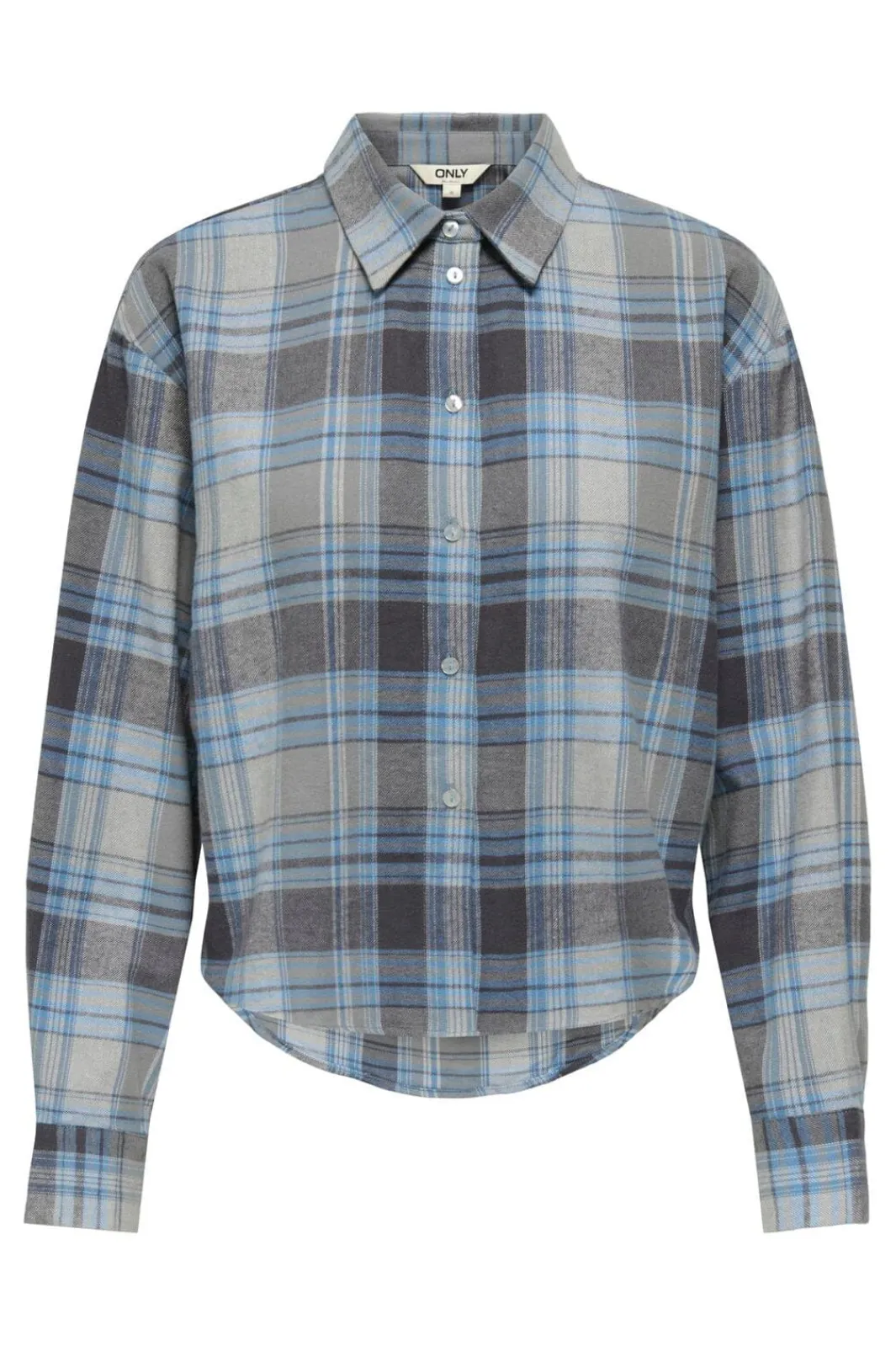 New Only Onljilda Ls Check Shirt 4866511 Light Grey Melange W. Quiet Harbor + Odyssey Grey