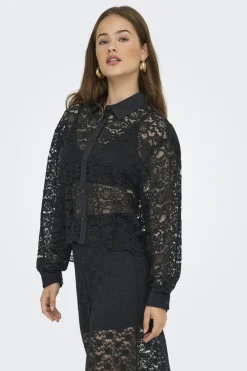 New Only Onljilli Lace Mix Shirt 4847004 Black