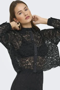 New Only Onljilli Lace Mix Shirt 4847004 Black