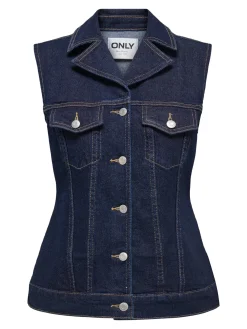 Outlet Only Onljoana Rinse Waistcoat Mae 4847339 Dark Blue Denim Rinse