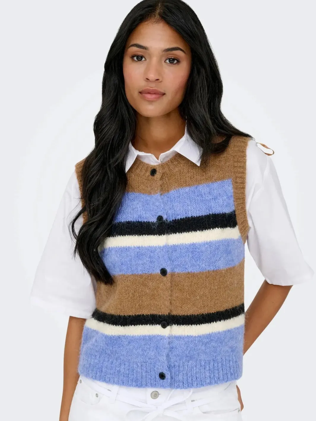 Discount Only Onlkallie Sl Button Vest Knt 4946901 Toasted Coconut Ultramarine/Mel/Black/Babys/Black Button