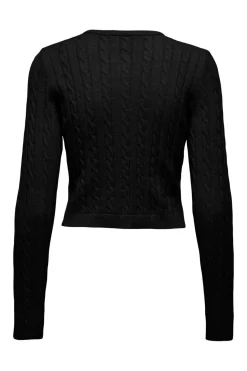 Hot Only Onlkatia Ls Cable Button Cardigan Cc Knt 4959313 Black True Red Heart Emb/Dtm Button