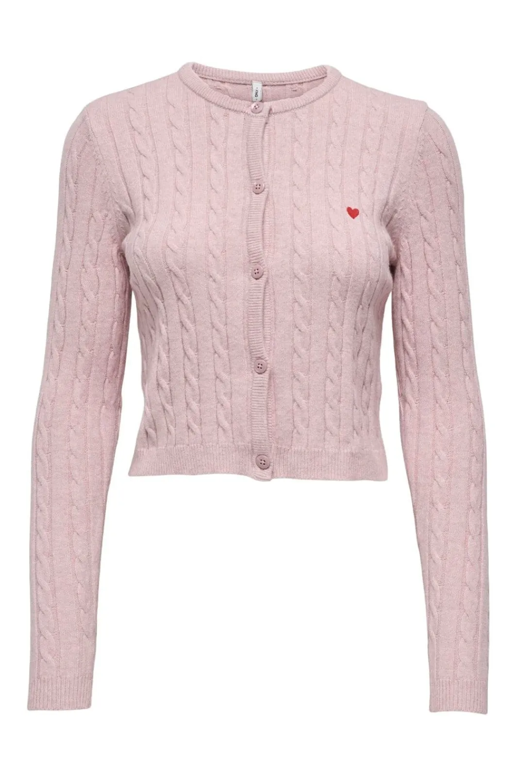 Online Only Onlkatia Ls Cable Button Cardigan Cc Knt 4947409 Burnished Lilac Mel/True Red Heart Emb/Dtm Button