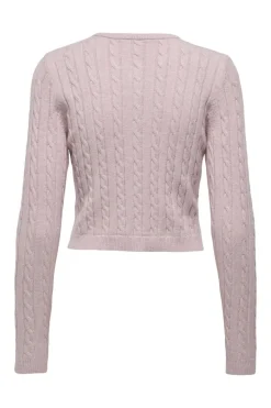 Online Only Onlkatia Ls Cable Button Cardigan Cc Knt 4947409 Burnished Lilac Mel/True Red Heart Emb/Dtm Button