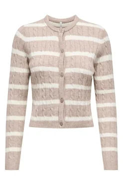 Sale Only Onlkatia Ls Cable Button Cardigan Cc Knt 4959319 Mocha Meringue Melange/Babys Breath/Dtm Button