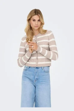 Sale Only Onlkatia Ls Cable Button Cardigan Cc Knt 4959319 Mocha Meringue Melange/Babys Breath/Dtm Button