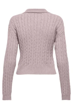 Sale Only Onlkatia Ls Cable Polo Cc Knt 4959340 Burnished Lilac Mel/True Red Heart Emb/Dtm Button