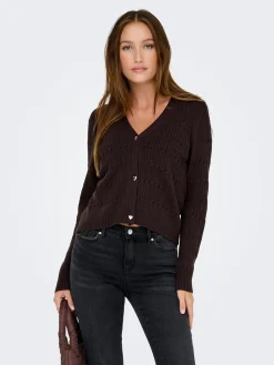 Outlet Only Onlkatia Ls Cable V-Neck Cardi Knt Nca 4861012 Black Coffee