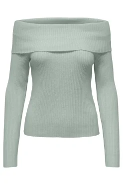 New Only Onlkatia Ls Off Shoulder Knt Nca 4677040 Aqua Gray