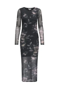 New Only Onlkaya Life Ls Midi Mesh Dress 4850581 Twilight Mauve Diffused Floral