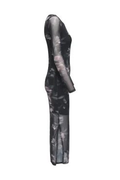 New Only Onlkaya Life Ls Midi Mesh Dress 4850581 Twilight Mauve Diffused Floral