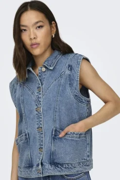 Hot Only Onlkennedy Sl Waistcoat 4072086 Medium Blue Denim