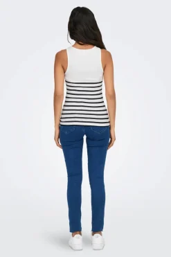 Only Onlkenya Rib Stripe Tank Top 4452882 Bright White Black