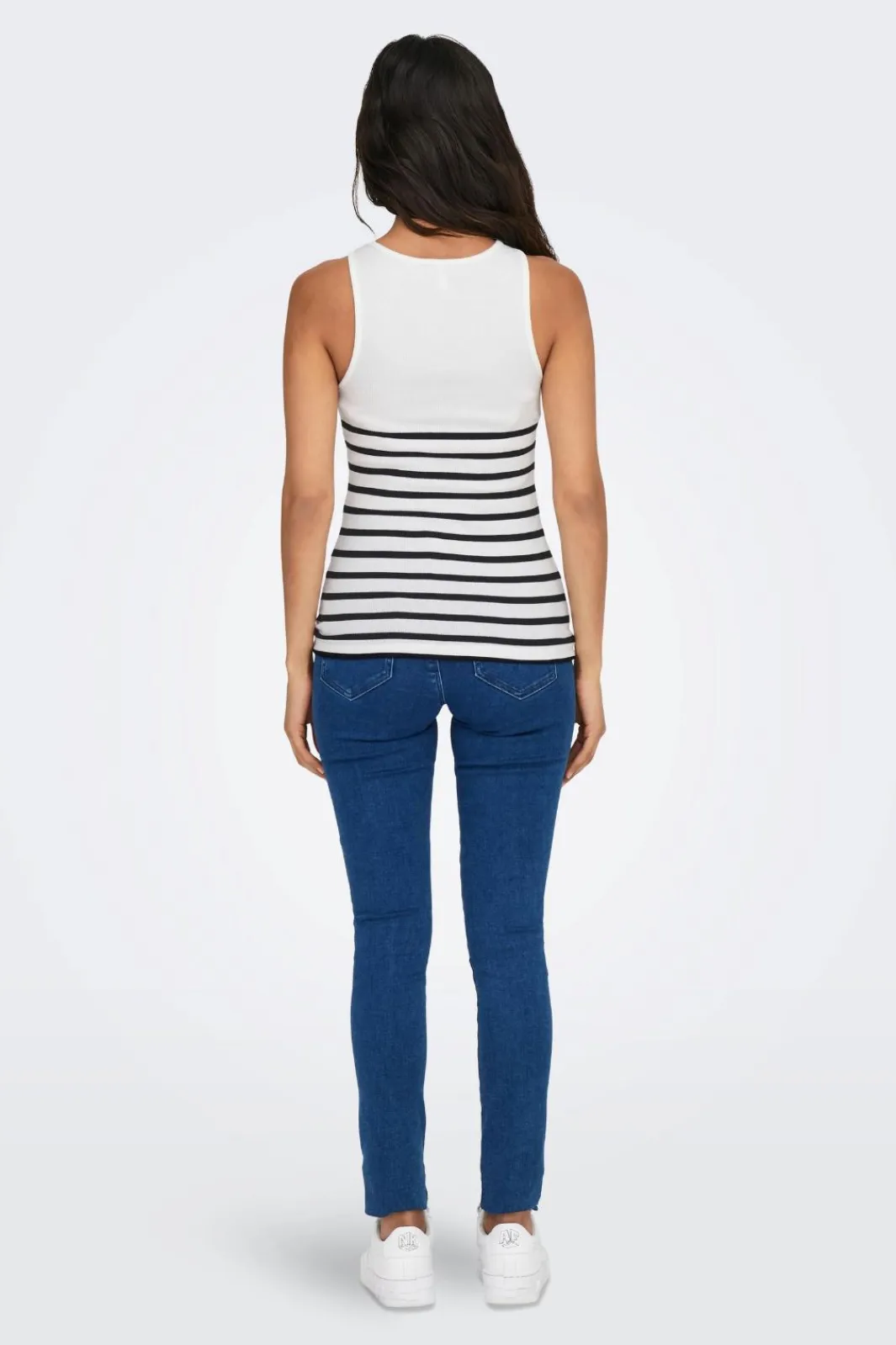 Only Onlkenya Rib Stripe Tank Top 4452882 Bright White Black