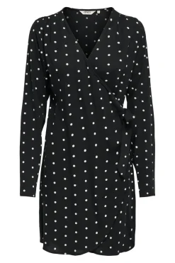 Clearance Only Onlkeshav L/S V-Neck Wrap Dress 4959209 Black Dots