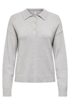 Online Only Onllana Polo Ls Pullover Knt 4845166 Light Grey Melange