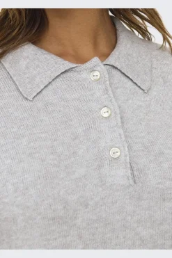 Online Only Onllana Polo Ls Pullover Knt 4845166 Light Grey Melange