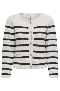 Clearance Only Onllaura Life Ls O-Neck Cardigan Cc Knt 4710153 Cloud Dancer W. Black