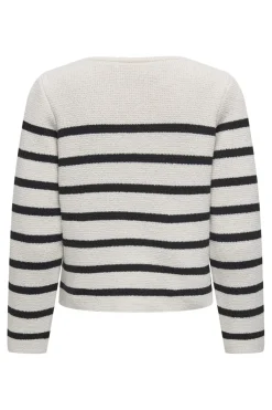 Clearance Only Onllaura Life Ls O-Neck Cardigan Cc Knt 4710153 Cloud Dancer W. Black