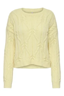 New Only Onllemina Life Ls Cable O-Neck Knt 4944057 Pastel Yellow