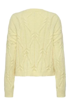 New Only Onllemina Life Ls Cable O-Neck Knt 4944057 Pastel Yellow