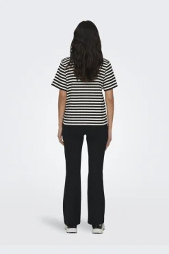 Only Onllivina S/S Stripe Tee 4022400 Cloud Dancer Black Stripes