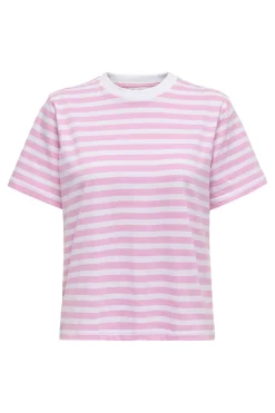 Only Onllivina S/S Stripe Tee 4487462 Bonbon White Stripes