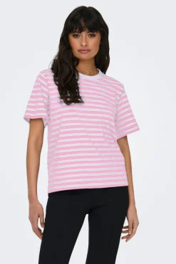 Only Onllivina S/S Stripe Tee 4487462 Bonbon White Stripes