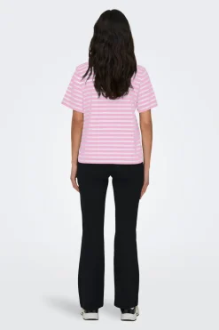 Only Onllivina S/S Stripe Tee 4487462 Bonbon White Stripes