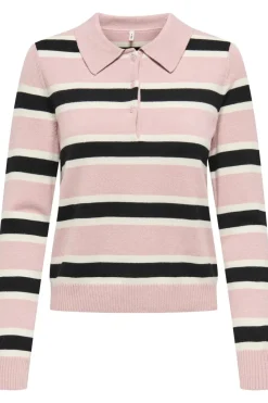 Best Only Onllondon Ls Stripe Polo Cc Knt 4947496 Burnished Lilac Babys Breath/Black/Dtm Button