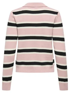 Best Only Onllondon Ls Stripe Polo Cc Knt 4947496 Burnished Lilac Babys Breath/Black/Dtm Button