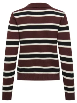 Outlet Only Onllondon Ls Stripe Polo Cc Knt 4947495 Decadent Chocolate Babys Breath/Black/Dtm Button