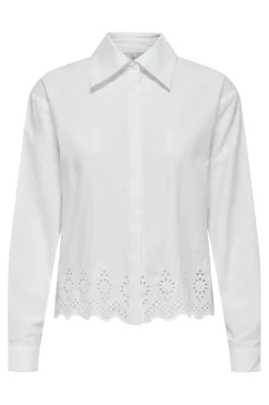 Only Onllou Life Emb L/S Shirt 4427992 Bright White