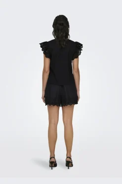 Best Only Onllou Life Emb S/S Frill Top 4415684 Black