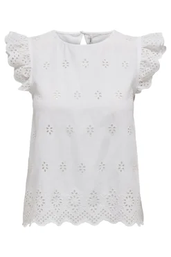 Discount Only Onllou Life Emb S/S Open Back Top 4689283 Bright White
