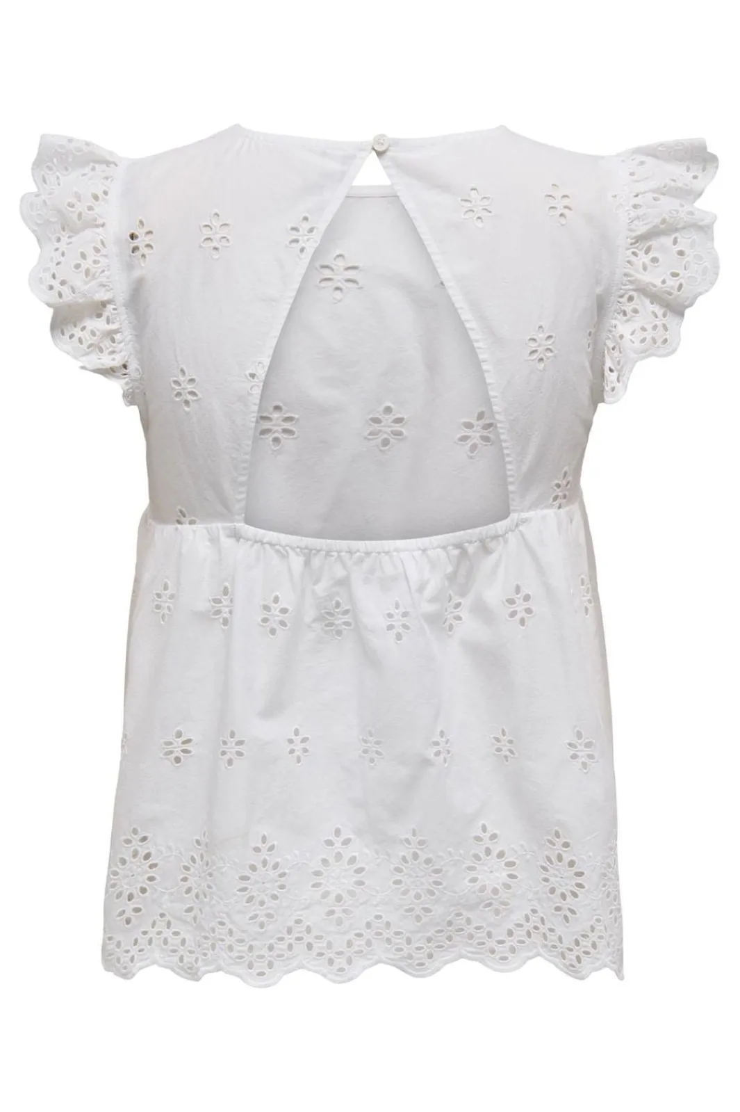 Discount Only Onllou Life Emb S/S Open Back Top 4689283 Bright White