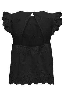 Only Onllou Life Emb S/S Open Back Top 4689284 Black