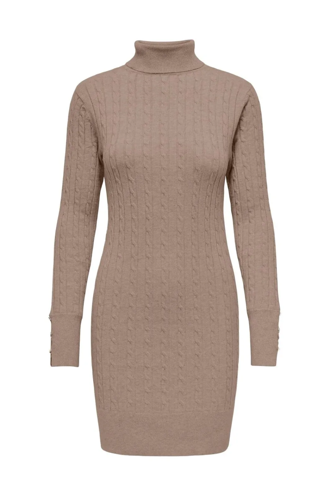 Best Only Onllouis Ls Rollneck Cable Dress At Knt 4927581 Mocha Meringue Melange