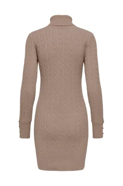 Best Only Onllouis Ls Rollneck Cable Dress At Knt 4927581 Mocha Meringue Melange
